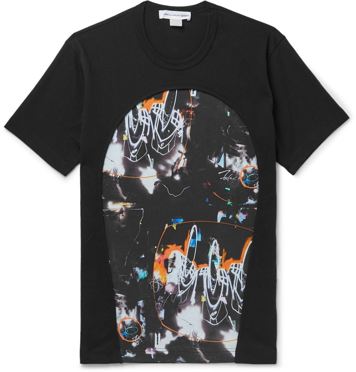 Photo: Comme des Garçons SHIRT - Printed Cotton-Jersey T-Shirt - Black