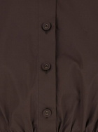 TwinSet Brown Top With Classic Collar And Logo Plaque Detail On The Rear In Cotton Woman