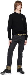 Versace Jeans Couture Black & Yellow Logo Couture Reversible Belt
