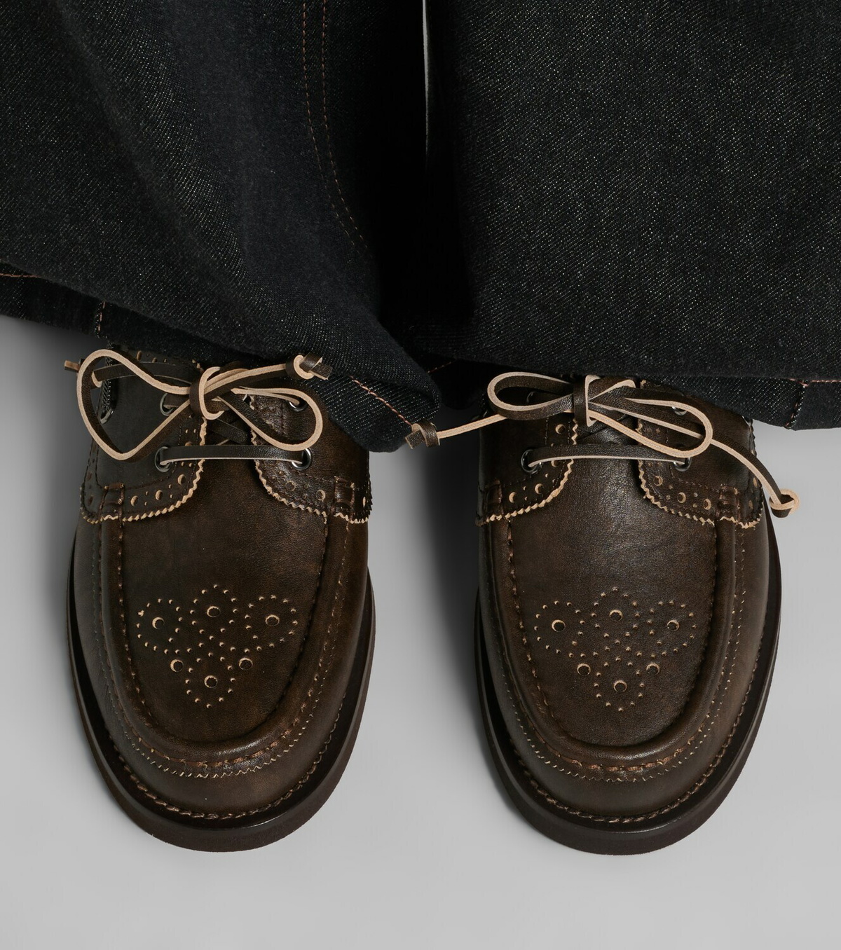 Brunello Cucinelli Monili leather boat shoes