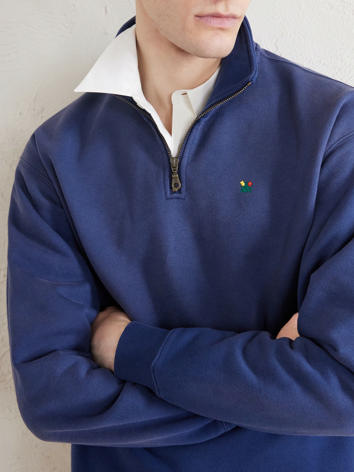 Aimé Leon Dore - Logo-Embroidered Cotton-Jersey Half-Zip Sweatshirt - Blue