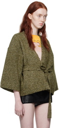 Pushbutton Khaki Oversized Cardigan