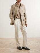 Ralph Lauren Purple label - Straight-Leg Pleated Silk-Gabardine Trousers - Neutrals