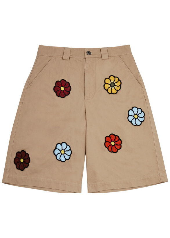 Photo: Moncler Genius 1 Moncler JW Anderson Floral Cotton Shorts Ecru