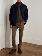 Purdey - Clifford Ribbed Wool and Cashmere-Blend Half-Zip Sweater - Brown