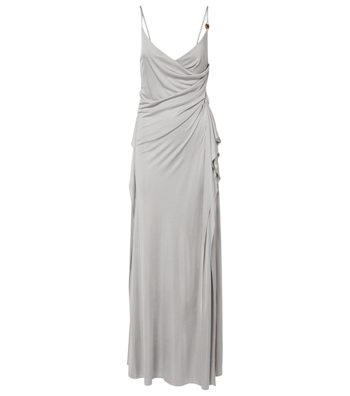 Photo: Versace Medusa draped jersey cocktail dress