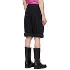 Raf Simons Black Wool Rolled Up Wide-Fit Shorts