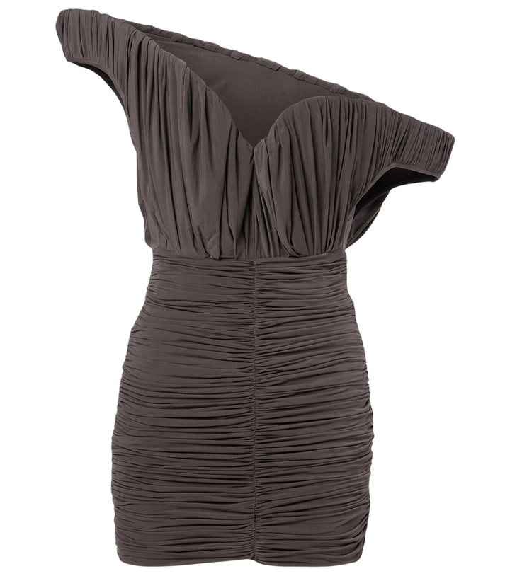 Photo: Magda Butrym Asymmetric one-shoulder ruched bustier dress