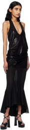 Fancì Club Black Skinks Fishtail Midi Dress
