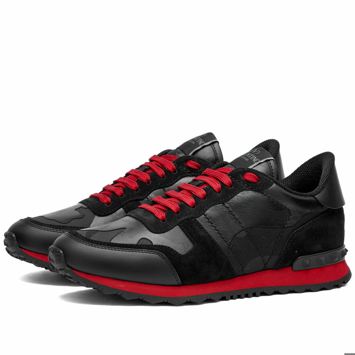 Photo: Valentino Men's Rockrunner Sneakers in Black/Red/Black