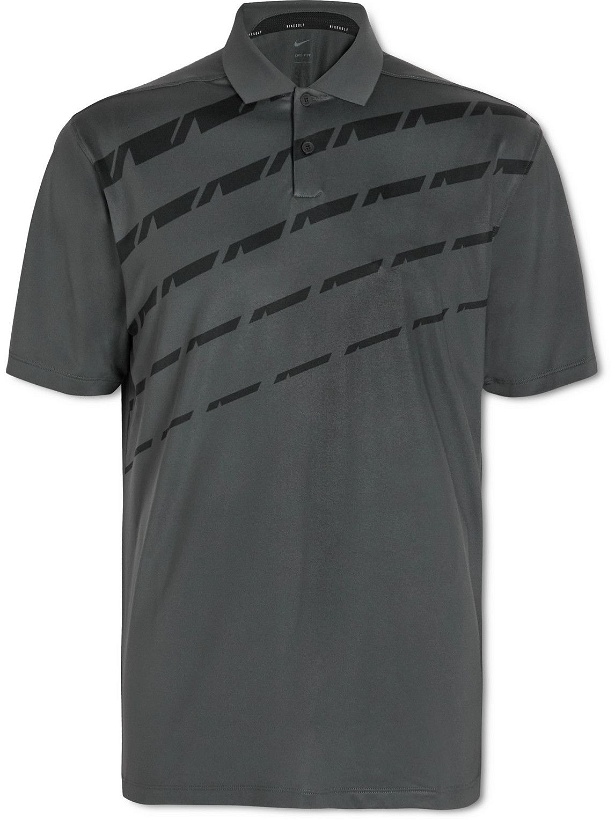 Photo: Nike Golf - Striped Dri-FIT Golf Polo Shirt - Gray