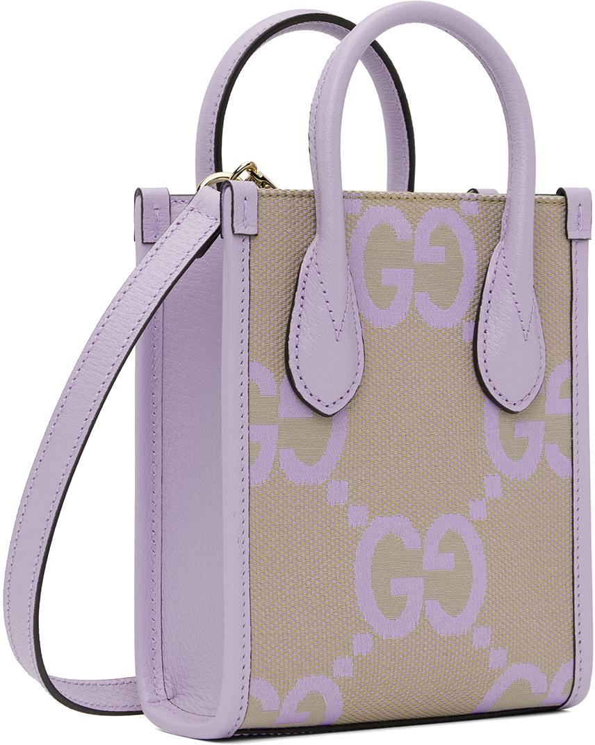 Gucci Beige & Purple Mini Jumbo GG Tote Gucci