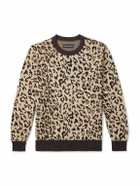 Wacko Maria - Logo-Appliquéd Leopard-Jacquard Cotton Sweater - Animal print