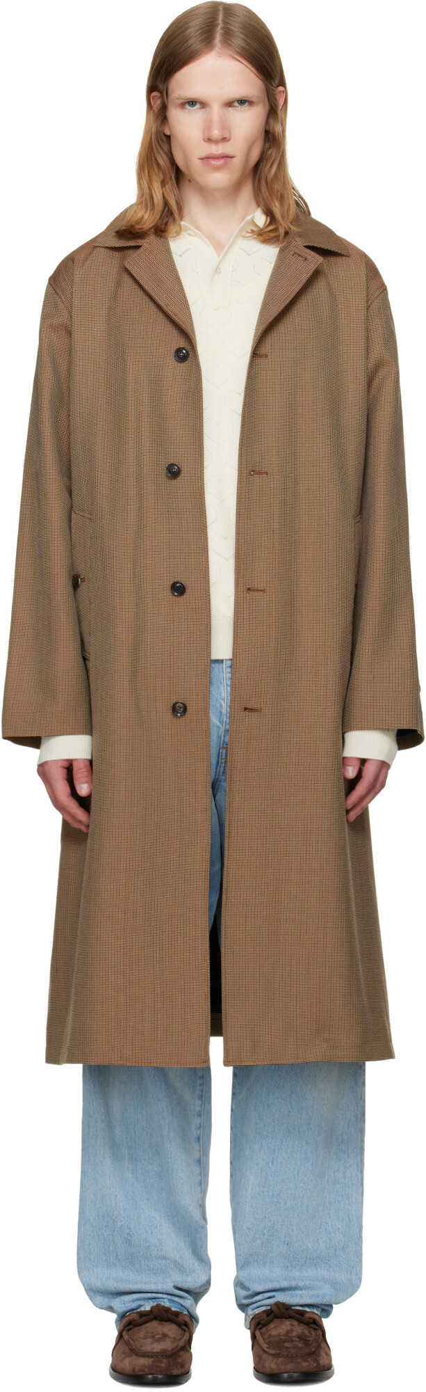 vowels Beige Spit Raglan Coat