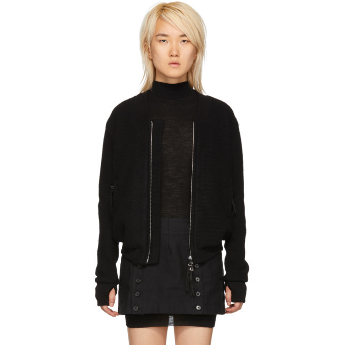 Boris Bidjan Saberi Black Wool and Cashmere Bomber Jacket