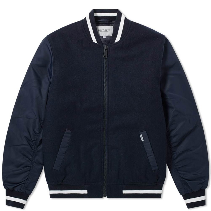 Photo: Carhartt Brave Varsity Jacket Blue