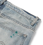 Rhude - Slim-Fit Distressed Paint-Splattered Denim Jeans - Blue