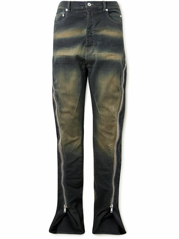 Photo: DRKSHDW by Rick Owens - Bolan Banana Slim-Fit Flared Zip-Embellished Jeans - Black