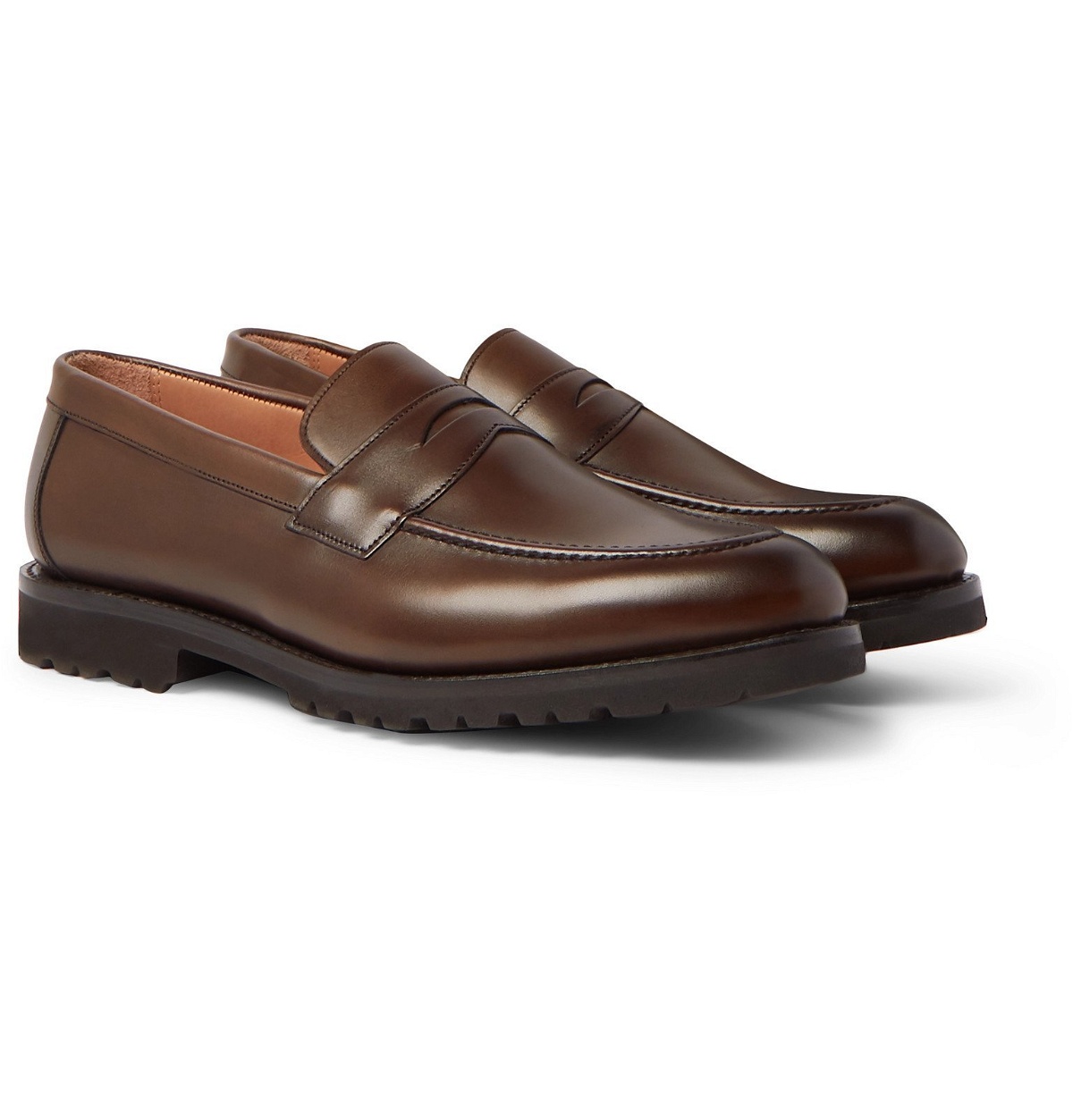 Photo: Cheaney - Hadley Burnished-Leather Penny Loafers - Brown