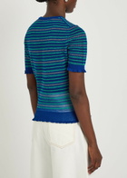 JW Anderson Fair Isle Sheer Cotton-blend top Blue
