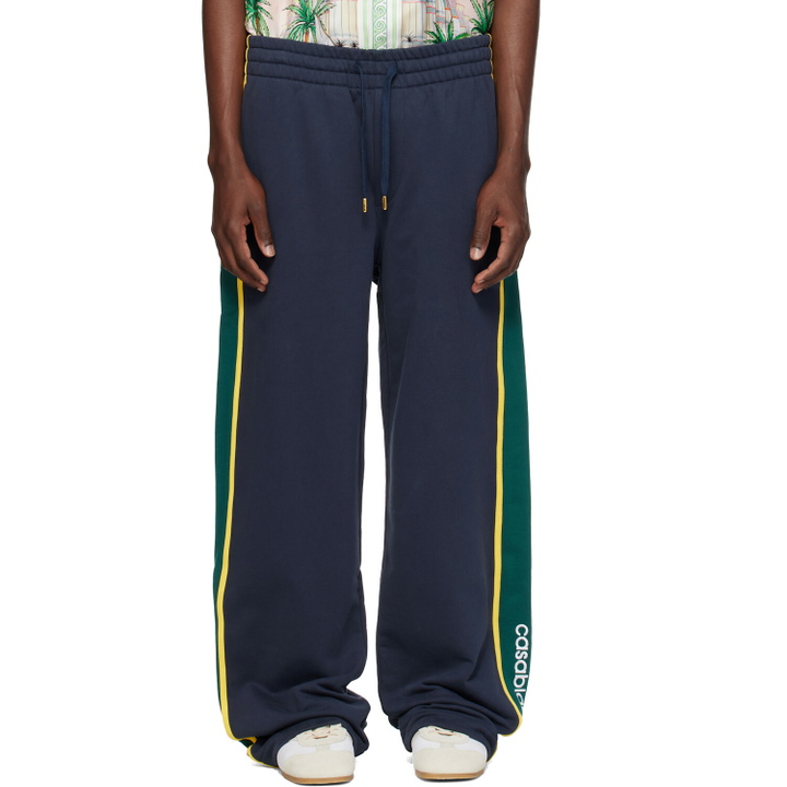 Photo: Casablanca Navy Panelled Sweatpants