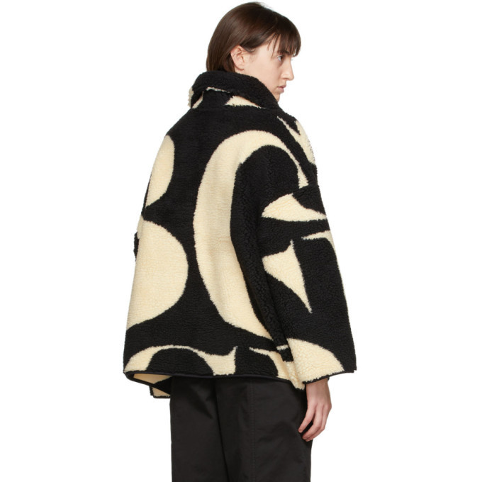 See by Chloe Black and Off-White Sherpa Half-Zip Sweater See by Chloe