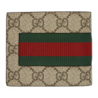 Gucci Beige GG Supreme Bee Web Bifold Wallet