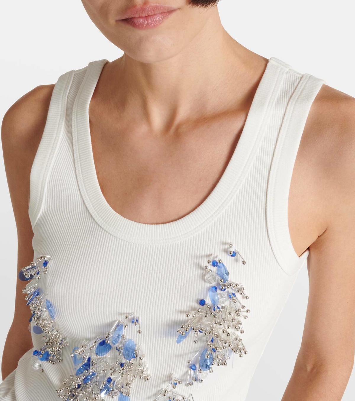 Xu Zhi Beaded ribbed-knit tank top