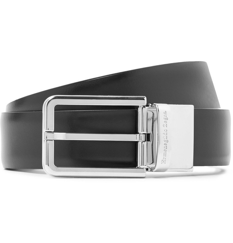 Ermenegildo Zegna - 3cm Black and Dark-Brown Reversible Leather