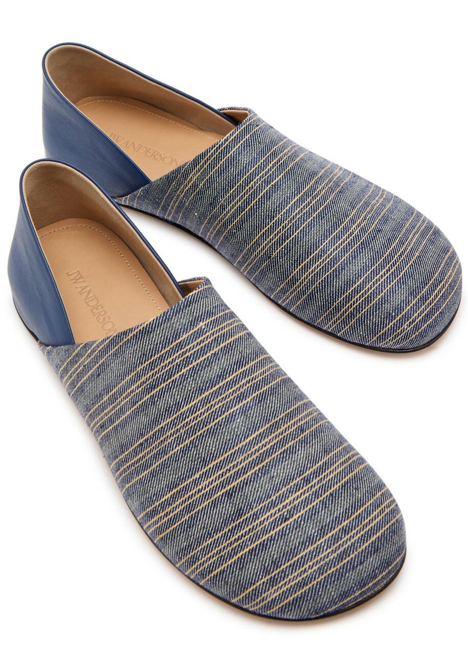 JW Anderson Striped-jacquard Woven Babouche Flats Multicoloured