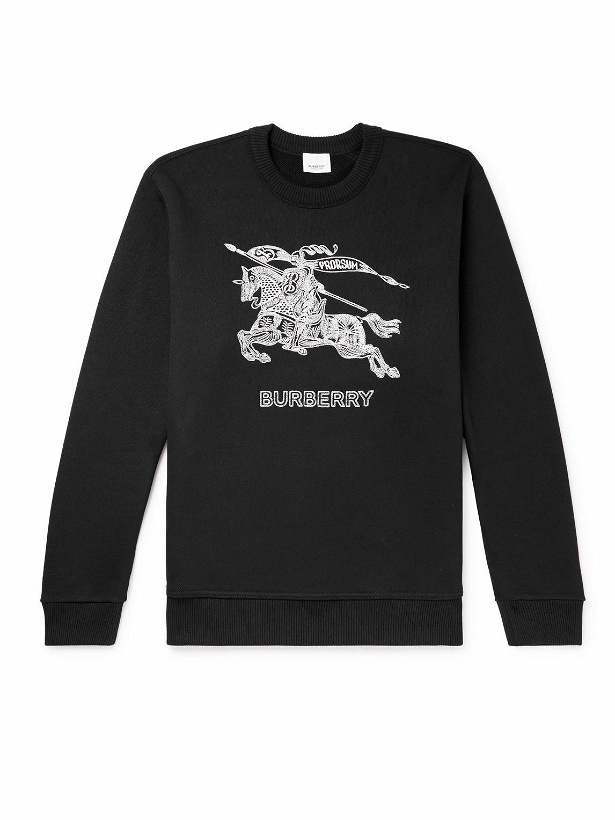 Photo: Burberry - Logo-Embroidered Cotton-Jersey Sweatshirt - Black