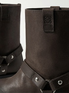 LOEWE - Campo Embellished Leather Boots - Brown