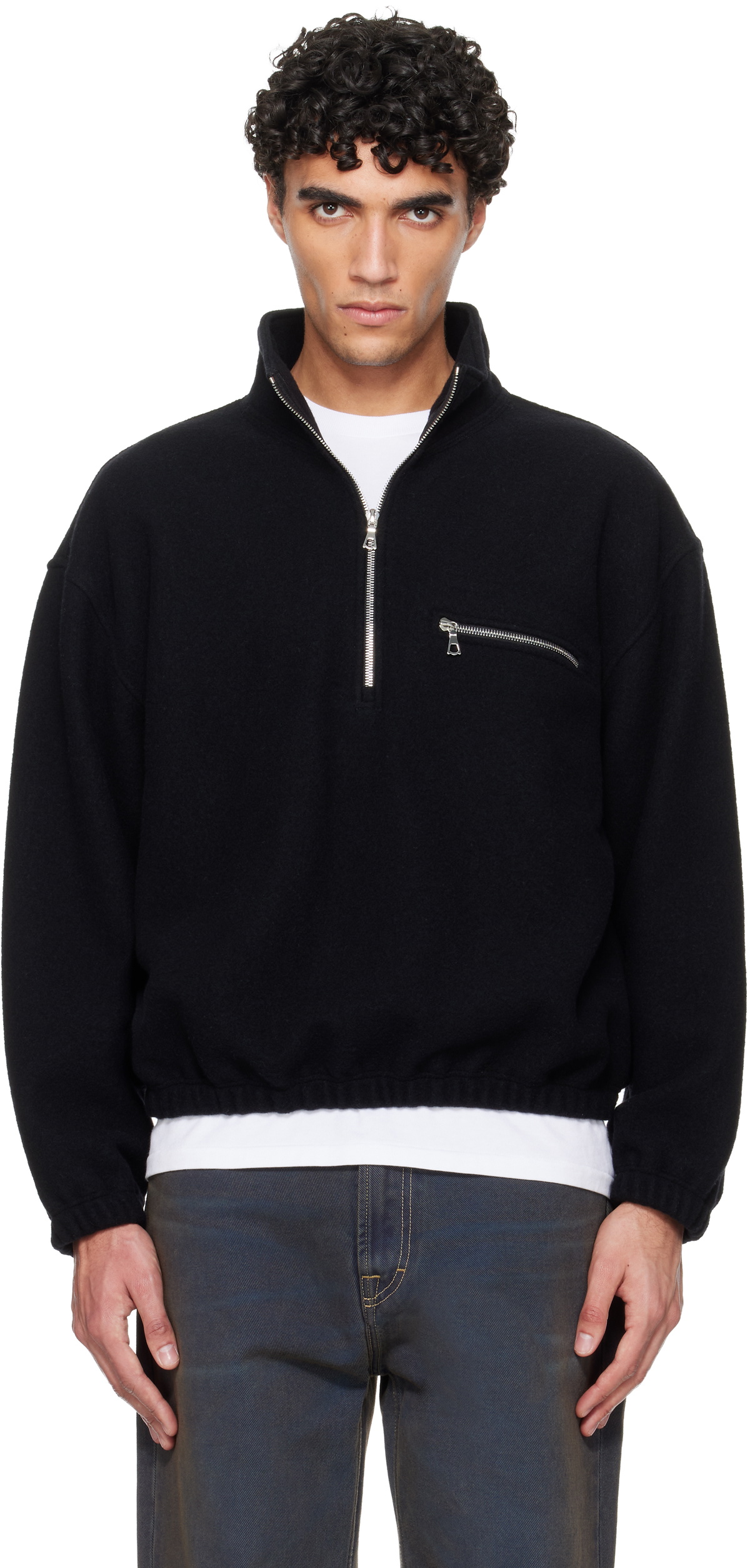 Rier Black Fleece Sweater