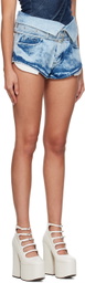 Marques Almeida Blue Folding Waistband Denim Shorts
