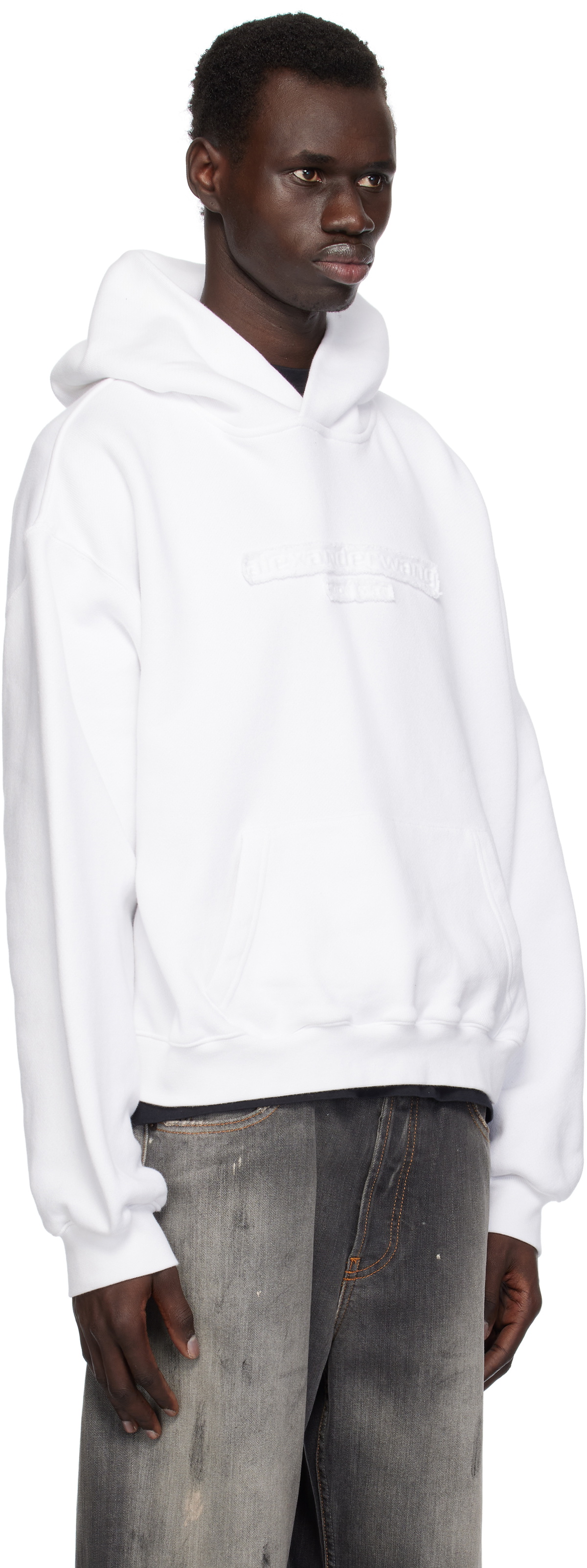 Alexander Wang White Oversize Logo Hoodie Alexander Wang