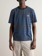 Folk - Embroidered Striped Cotton-Jersey T-Shirt - Blue