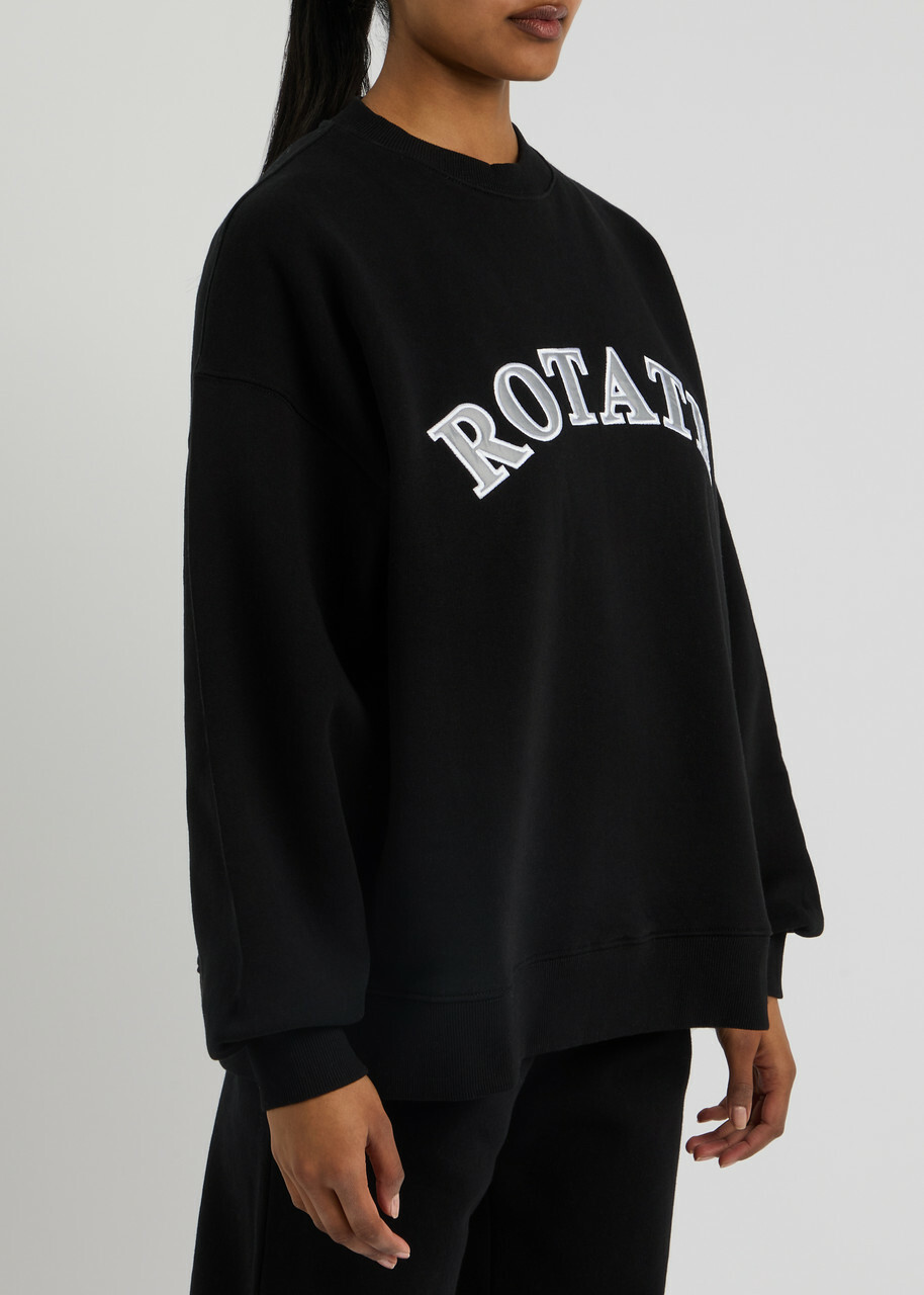 Rotate Sunday Logo-embroidered Cotton Sweatshirt Black