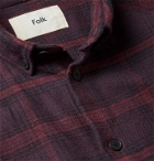 Folk - Button-Down Collar Checked Cotton-Flannel Shirt - Burgundy