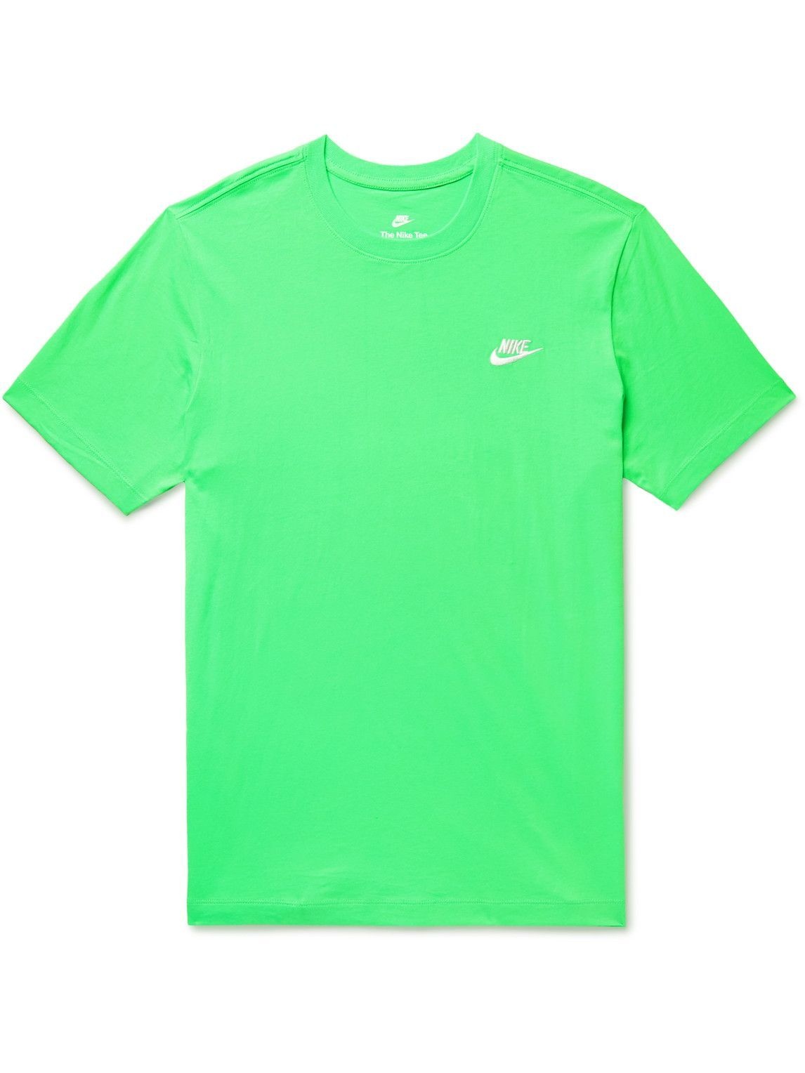 Photo: Nike - Sportswear Club Logo-Embroidered Cotton-Jersey T-Shirt - Green