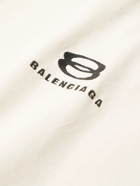 Balenciaga - Oversized Logo-Embroidered Cotton-Jersey T-Shirt - Neutrals