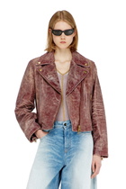 Diesel Biker jacket in treated leather - Leather jackets - Woman -