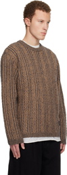 WOOYOUNGMI Brown Wool Blend Herringbone Sweater