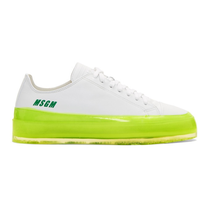 Photo: MSGM White and Yellow RBRSL Rubber Soul Edition Floating Sneakers