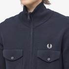Fred Perry Authentic Men's Knitted Track Jacket in Navy