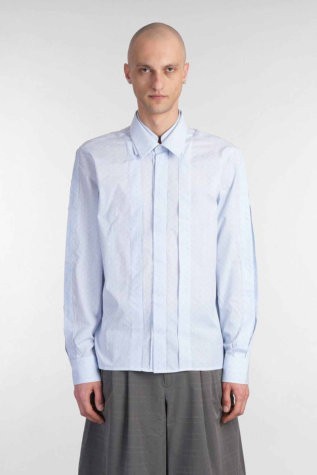 J.L-A.L Palaeo Shirt Shirt In Cyan Cotton J.L - A.L J.L-A.L Palaeo Shirt Shirt In Cyan Cotton J.L - A.L