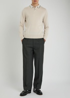 PS Paul Smith Logo-embroidered Wool Polo Shirt Ecru