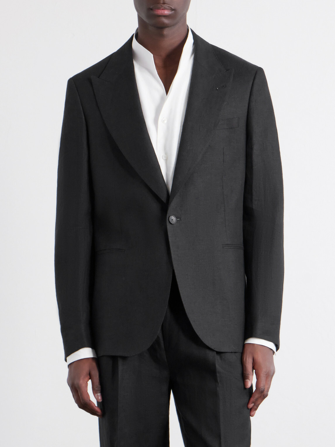 Mr P. - Slim-Fit Linen Tuxedo Jacket - Black