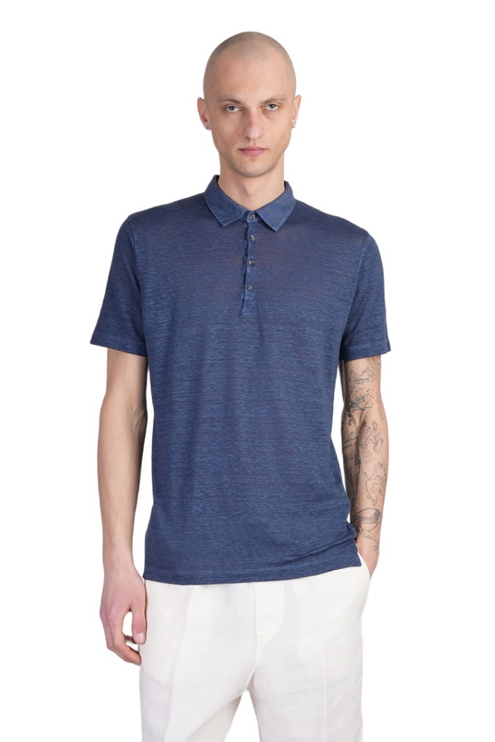 Photo: 120% Lino Polo In Blue Linen