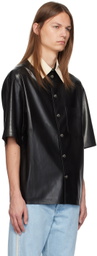 Nanushka Black Aksel Faux-Leather Shirt