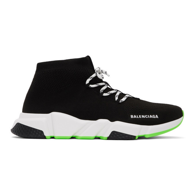 Photo: Balenciaga Black Lace-Up Speed Sneakers